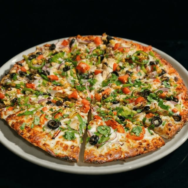 Medium Indian Style Veggie Pizza.